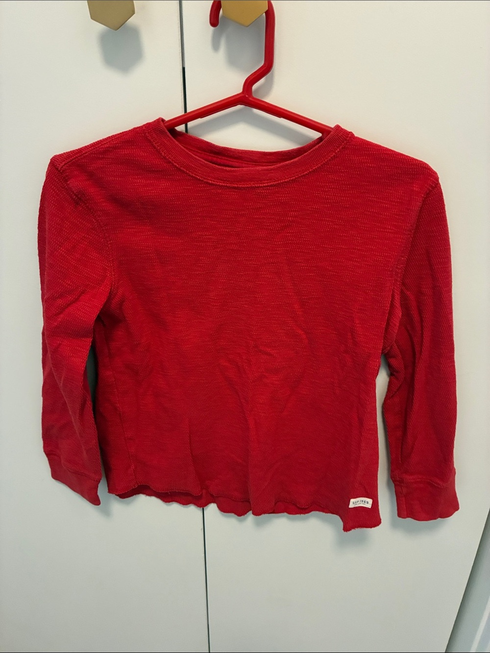 GAP Bright Red Long Sleeve Crewneck Tee